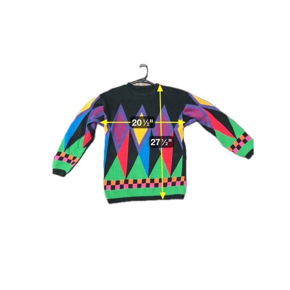 VTG Geometric Pullover Sweater Multicolor Crewneck Long Sleeve Artsy Eclectic - Picture 6 of 7